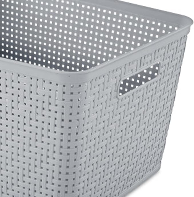 18 Pack Plastic Storage Bin Organization Containers, Tall Baskets, Cement