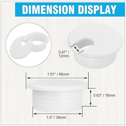 1-1/2" White Desk Grommet, 2 Pieces