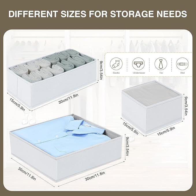 Drawer Organizer Clothes, 15 Pack Fabric Drawer Organizer Bins