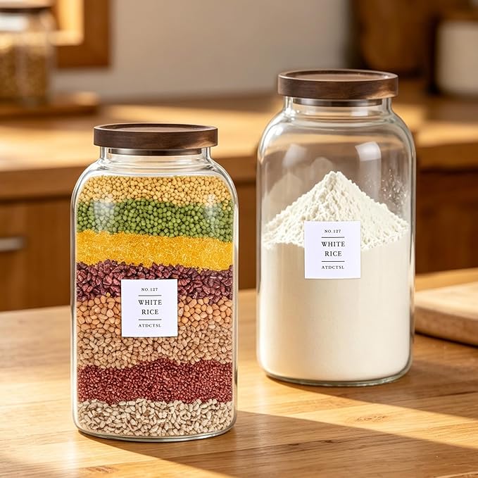 Large Glass Jar with Lid,（1Gallon/4000ML） Airtight Storage Container for Kitchen Countertop, Pantry, Coffee, Tea, Flour, Walnuts and Candy