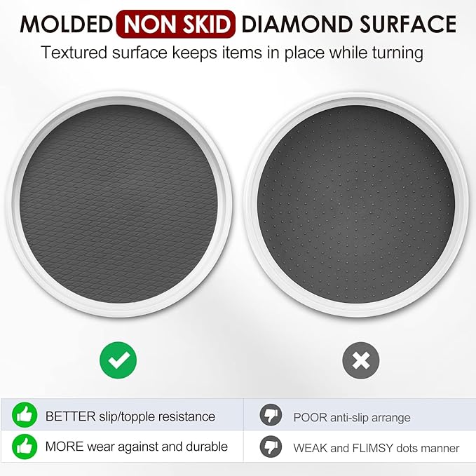 Set of 4, 10 Inch Non-Skid Lazy Susan Organizers, Turntable Rack for Cabinet