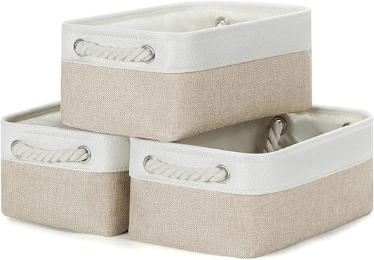 Bidtakay Small Baskets Fabric Storage Baskets for Organizing 3-Pack 12x8x5 Inch