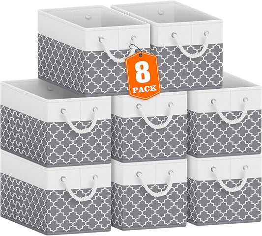 Fab totes Storage Bins 8-Pack, Clover Grey