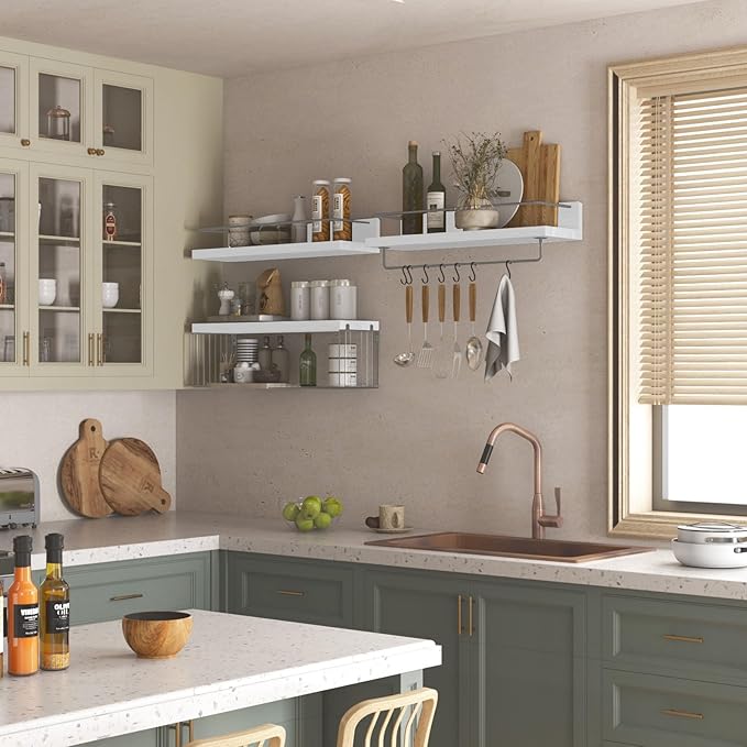 22.5 inches Bathroom Shelves Over Toilet for Wall, White and Grey