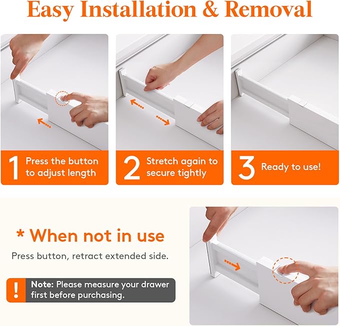 5 Pack 4" High Drawer Dividers 34-56cm/13.5-22" Adjustable Drawer Organizer