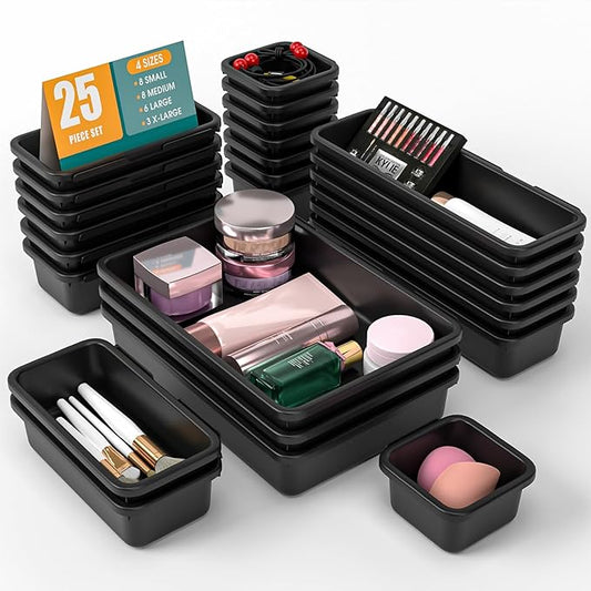 25 PCS Drawer Organizer Set, Black