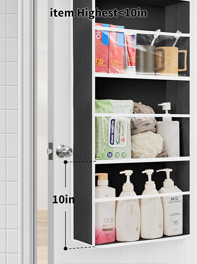 Toy Stuffed Animal Storage, Over The Door Organizer W/Clear View Windows, Black