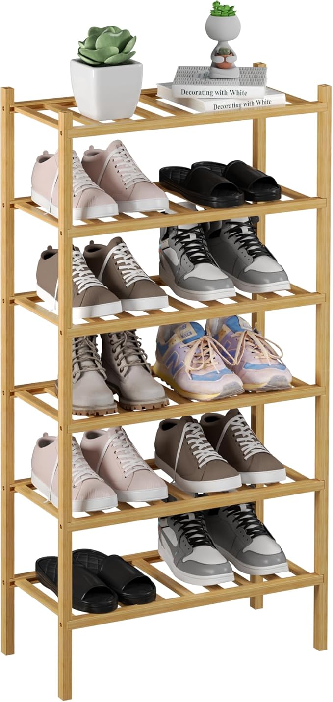 CRAFT 6-Tier Bamboo Small Shoe Rack, Natural