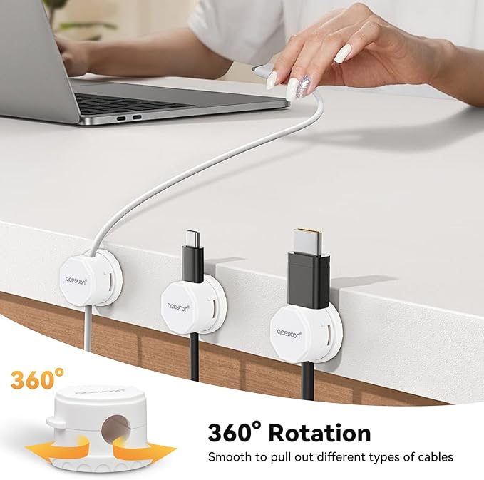 8 Pack Magnetic Cable Clips Cord Holder