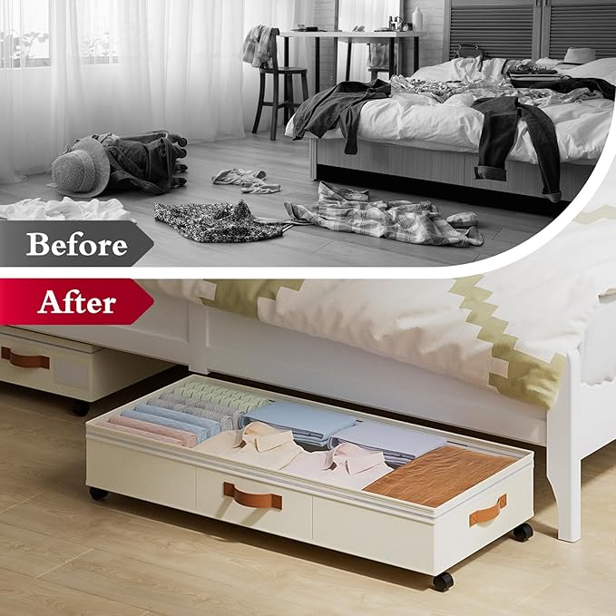 Under Bed Storage with Wheels, 2 Pack