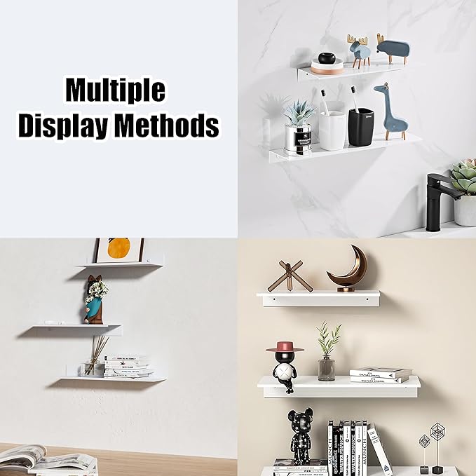 Adhesive Shower Shelves for Wall 2 Pack, White Metal Shower Caddy 40cm