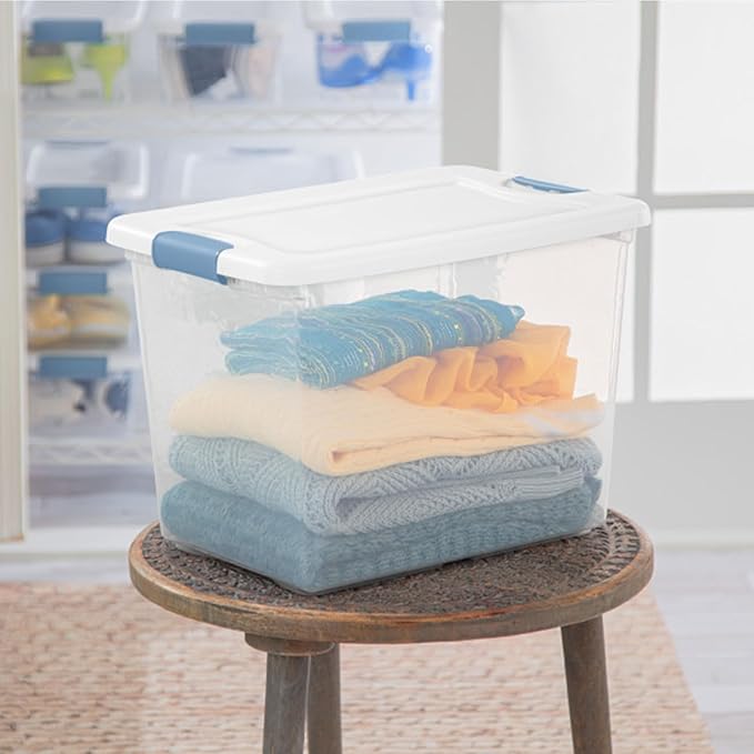 24-Pack Latching Box, Under Bed Storage Bins with Lids, Clear Plastic, 25 Quart