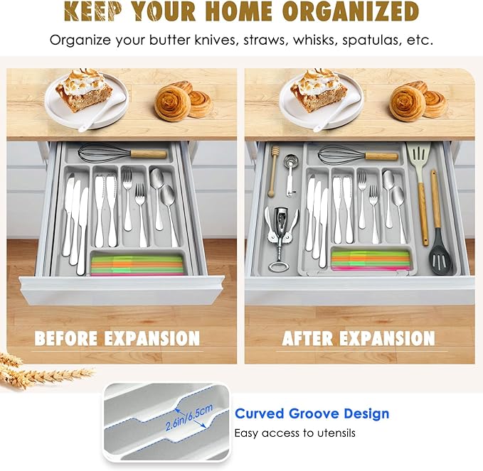 Heavy Duty Silverware Organizer for Kitchen Drawer & Utensils
