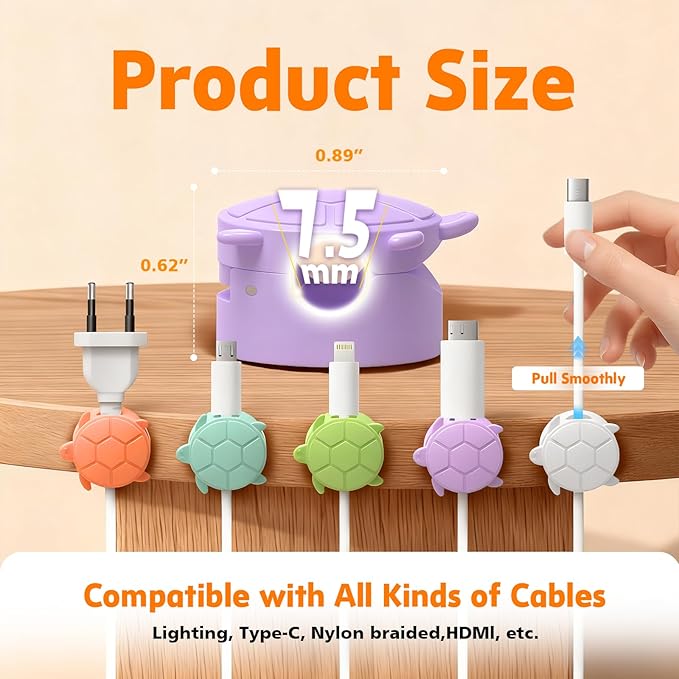 Lancord 8 Pack Rotatable Cable Clips, Cord Organizer Spring Clip Cord Holder for Nightstand Cable Holders for Cords Charging Cable Organizers Cable Management for Desk Office Car Wall (White)