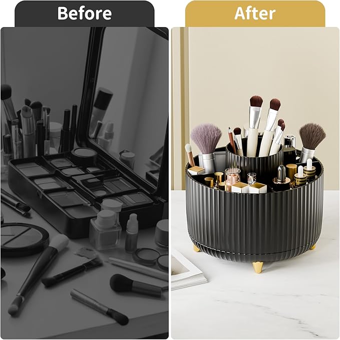 Fanado 360° Rotate Makeup Brush Holder Organizer, Black