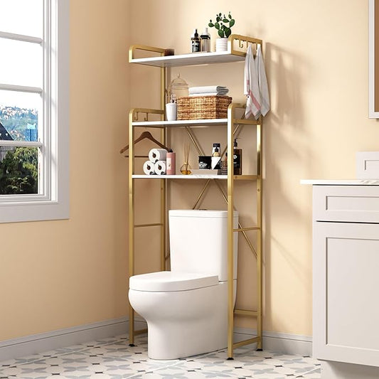 Over The Toilet Storage Rack with 3-Tier Shelves, Space Saver Toilet Shelf