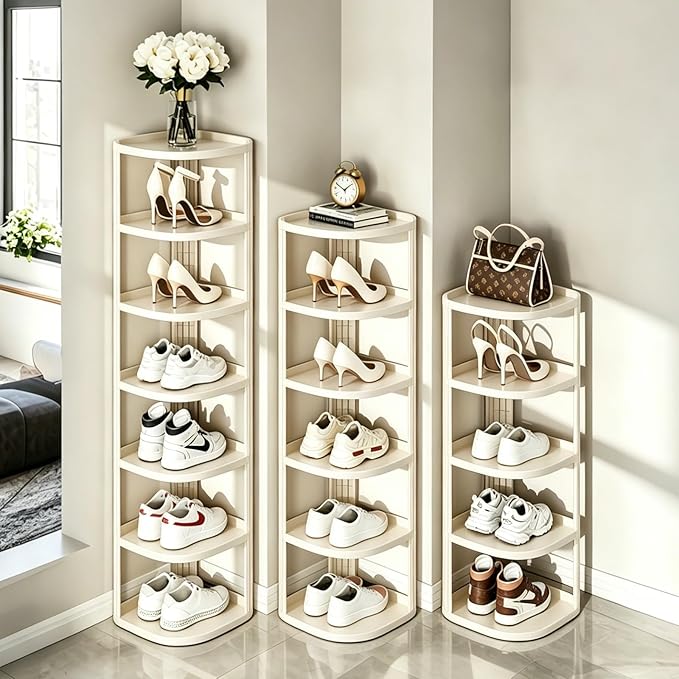 UFORU 9 Tier Vertical Shoe Rack,Corner Shoe Organizer for Entryway,Narrow Free Standing Shoe Organizer for Small Spaces,Tall Shoe Rock for Closet,Easy Assembly Shoe Storage Stand