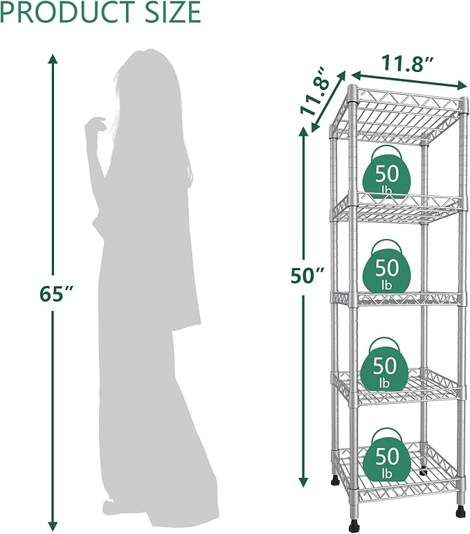 5 Tier Standing Shelving Metal Units, Matte/Glossy Finish)