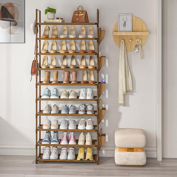 Tall Shoe Rack, 10 Tier Organizer for Closet, 30-35 Pairs