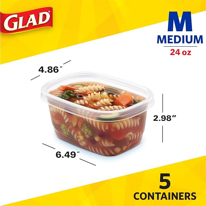 Glad GladWare Medium Rectangle Food Storage Containers with Lids, 6 Pack