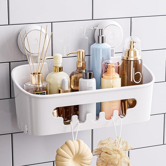 Shower Caddy Suction Cup, Heavy Duty Bathroom Organizer, White