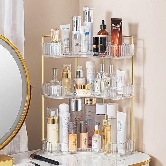 Shuang qing 3-Tier Corner Bathroom Counter Organizer, Storage Shelf for Makeup