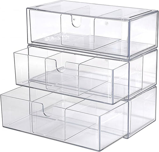 Acrylic Pencil Drawer with Removable Dividers Clear Pull Out Pen Drawer