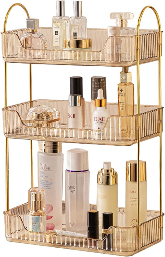Shuang qing 3 Tier Bathroom Counter Organizer Countertop Storage, Gold