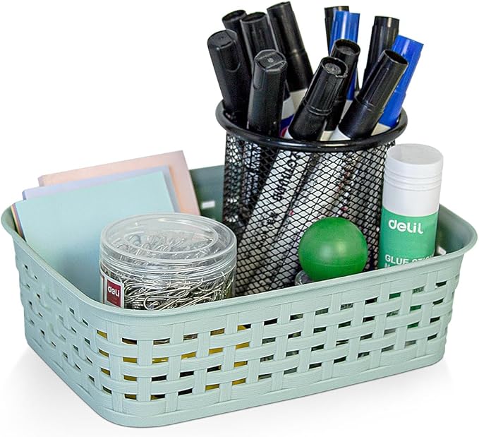 Plastic Storage Baskets for Cabinets, Green, XS-3PACK