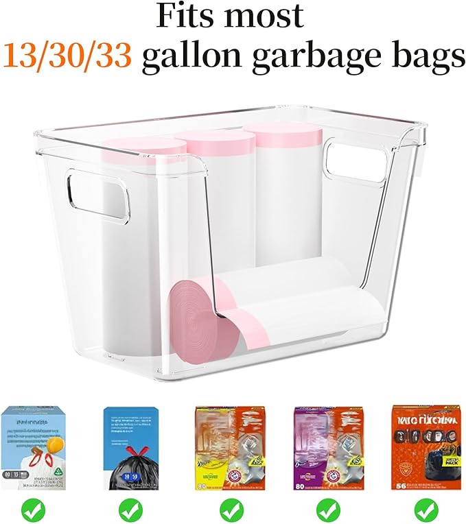 Acrylic Trash Bag Holder, 3 Pack Stackable Garbage Holder for 4-33 Gallon Bags