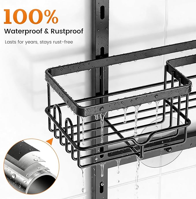 Shower Caddy Hanging Organizer, 3 Tier Adjustable Bathroom Shelves