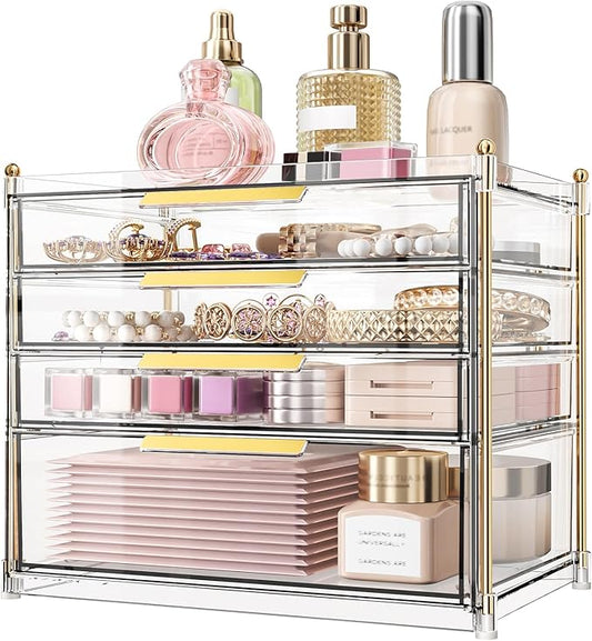 4 Drawers Makeup Organizer- Bathroom Counter Organizers and Storage