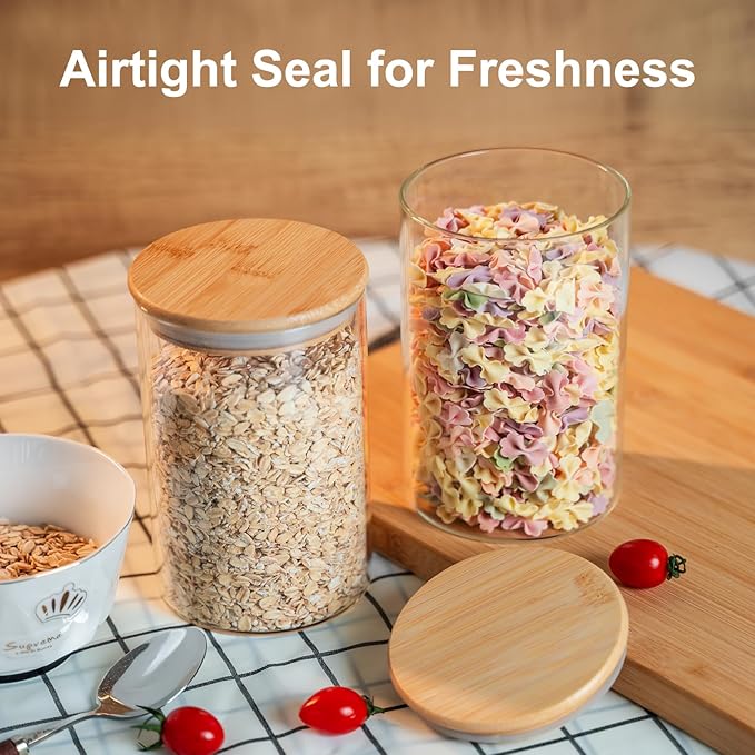 50oz Glass Food Storage Jars Set of 6, Round