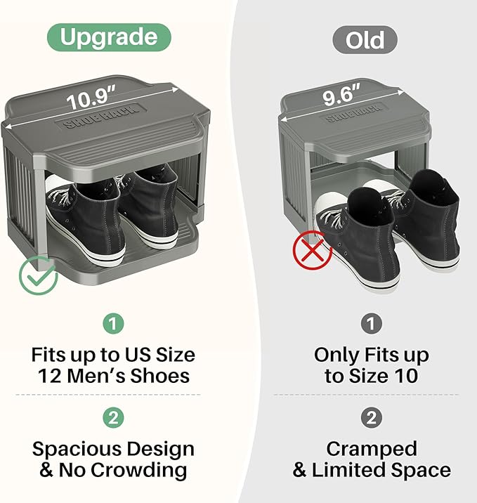 8-Tier Vertical Plastic Shoe Rack, Gray