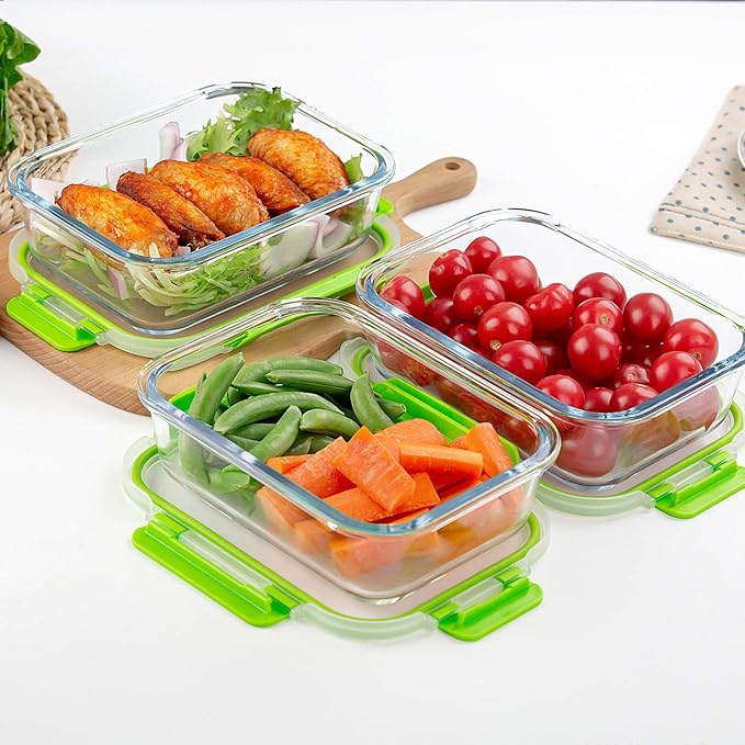 C CREST Glass Containers for Food Storage with Lids