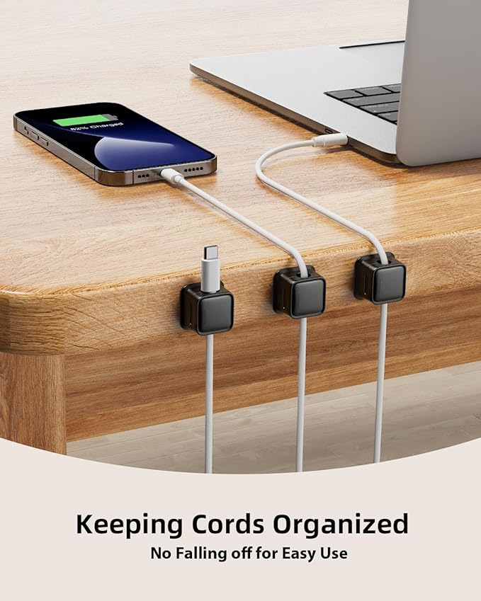 18 Pack Magnetic Cord Organizer Holder, Nightstand-Black