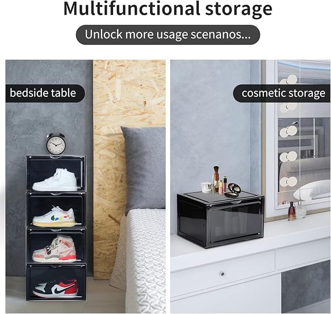 XL clear shoe storage boxes stackable