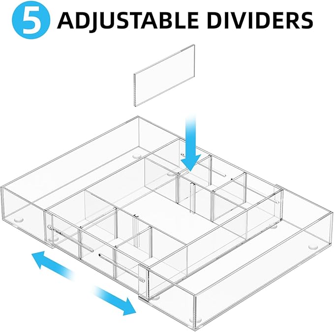 Acrylic Expandable Drawer Organizer, Makeup & Vanity