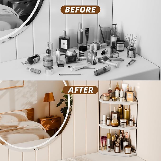 Corner Bathroom Counter Organizer, White