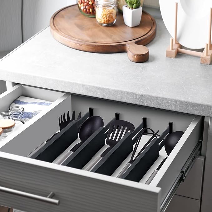 4 Pack Bamboo Drawer Dividers 2.6" High, Black