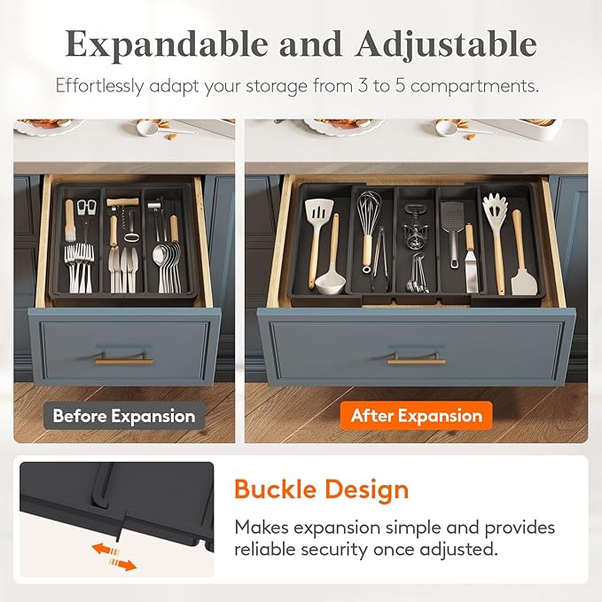 Utensil Organizer, Adjustable Kitchen Drawer Organizer