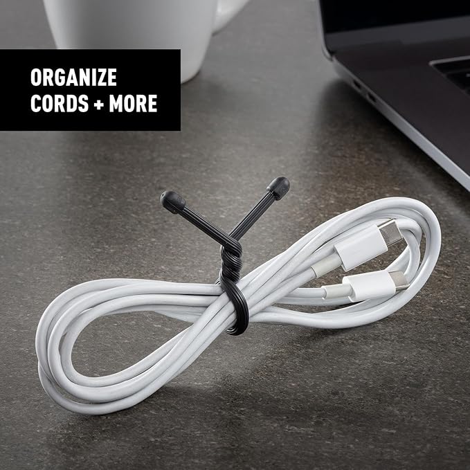 Nite Ize Original Gear Tie - 6-Inch Reusable Rubber Twist Tie - Reusable Gear Ties - Electric Cord Organizers - Twist Ties for Cords - Reusable Zip Ties - Black, 6-Inch, 12 Pack