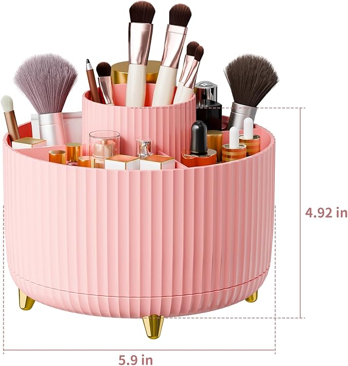 Fanado 360° Rotate Makeup Brush Holder Organizer, Pink