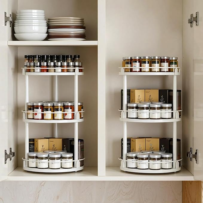 Lazy Susan Organizer, Rotating Spice Rack, 3 Tier Spice Turntable Organizer