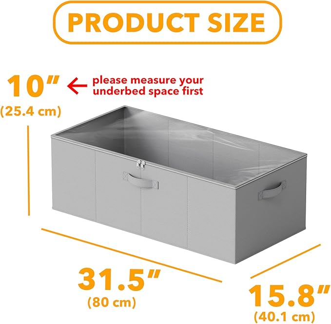 2 Pack 10" High Under Bed Storage Containers, Gray