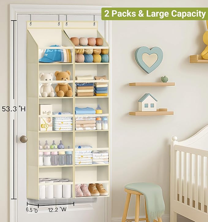 2 Pack Over the Door Organizer, Light Yellow