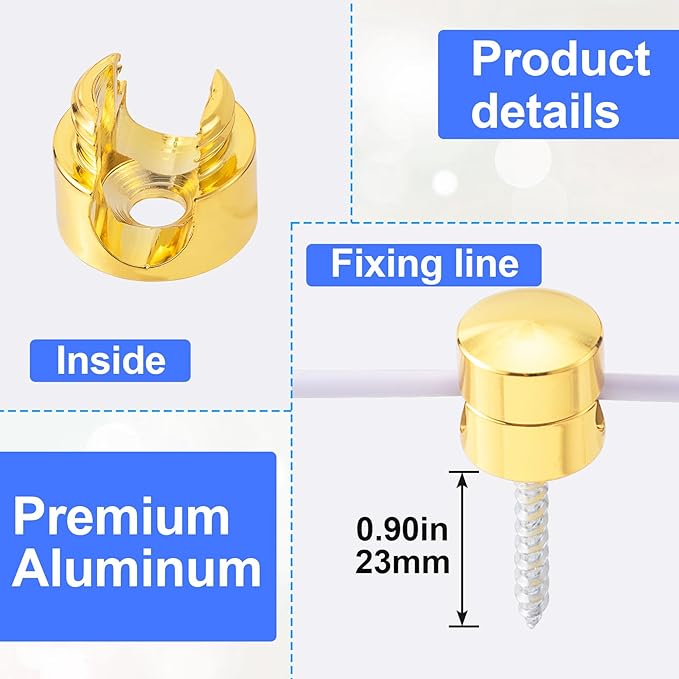 4 Sets Charger Holders for Cords, Gold Color Adjustable Cable Anchor Holders