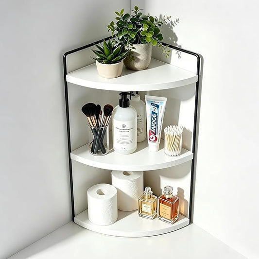3-Tier Corner Bathroom Countertop Organizer, White