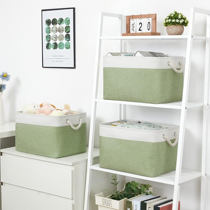 Bidtakay Large Fabric Baskets for Organizing [3-pack] Closet Organizers