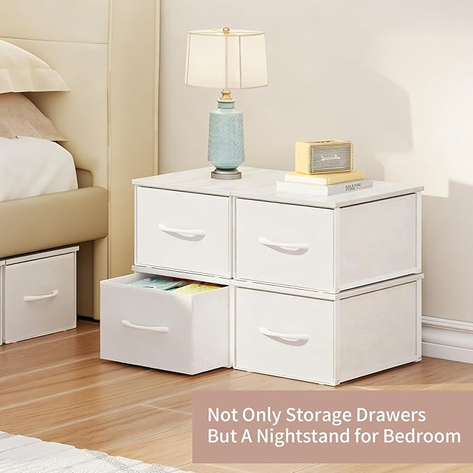 3 Packs Individual Stackable Storage Drawers with Wood Top for Closet